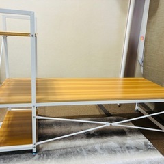 収納棚付　ローデスク　ナチュラル＆ホワイトカラー　の画像