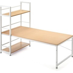 収納棚付　ローデスク　ナチュラル＆ホワイトカラー　の画像