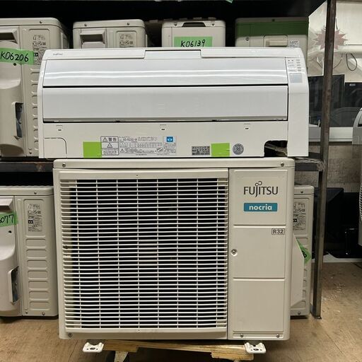 K04433　富士通　2017年製　中古エアコン　主に6畳用　冷房能力2.2kw/暖房能力2.2kw K04433 富士通 2017年製 中古エアコン 主に6畳用 冷房能力2.2kw