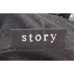 1393.STORY黒の五分袖ポロシャツ ストライプ襟☆の画像