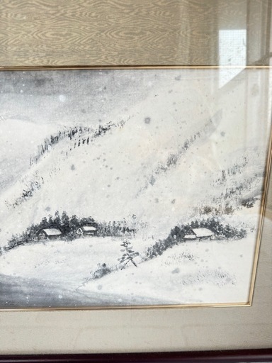 C677 額入り絵画 水墨画 雪の山｢梅香｣署名入 横額 木枠 冬景色 インテリア 楽天市場】絵画 日本の名画 雪中水禽図 円山応挙 額入り インテリア 