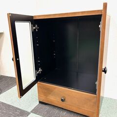 ミナリスWD ガラス キャビネット チェスト WD-5580-GC 引出し付き リビング収納 本棚 食器棚 横幅55cm ブラウン 木目調 ベーシックデザインの画像