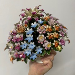 陶花のオブジェ イタリア製  カポディモンテ焼き サバスターノ ...