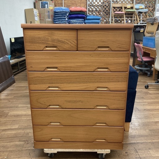 S778 ⭐ ６段チェスト タンス スリムタイプ キャメル 幅80cm USED 綺麗