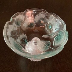 【美品】SOGA ガラスのコンポート　リーフ柄　曽我ガラス　フルーツ盛り皿　デザートカップの画像