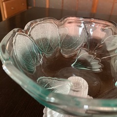 【美品】SOGA ガラスのコンポート　リーフ柄　曽我ガラス　フルーツ盛り皿　デザートカップの画像