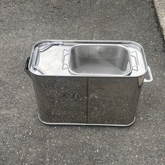 【未使用】ステンレス製 油缶/油こし器付/廃油 
