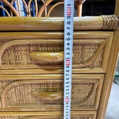 昭和レトロ ラタンチェスト 5段6杯 引き出し箪笥 古家具 (小倉