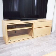 【良品】MUJI 無印良品 木製ＡＶラック　幅１５０ｃｍ　ウォー...