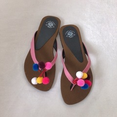 サンダル サイズ37 ポンポン付きの画像
