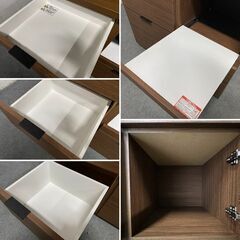 ニトリ キッチンボード エトナ 幅90 ダークブラウン レンジ台 フルスライドレール 食器棚 単身 カップル 中古家具 店頭引取歓迎 R9563の画像