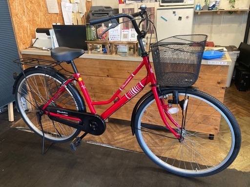 【前後タイヤ・チューブ新品！】シングルギア　26インチ自転車　レッド
