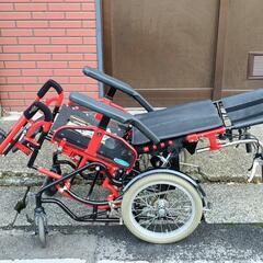 NISSIN 日進 トライアングルティルト式介助用車いす レッドウッド 座幅40cm 動作確認済み美品の画像