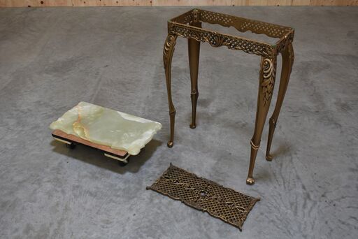 ≪zyt2194ジ≫ アンティーク調 猫脚コンソールテーブル 石材天板