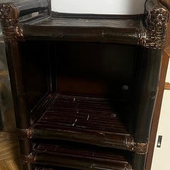 竹と木で出来た台　キッチンなどに