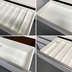 ニトリ キッチンボード リガーレ 幅140 ハイグロスホワイト ソフトクローズ カップボード 食器棚 ダイニング 中古家具 店頭引取歓迎 R9570の画像