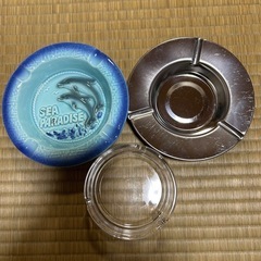 灰皿　３個セット　陶器、ガラス、ステンレス