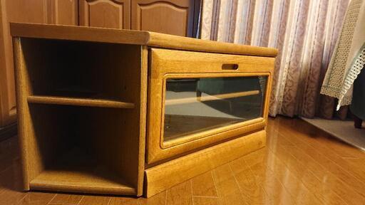 【美品】浜本工芸 コーナー型テレビ台 ブラウン 浜本工芸 コーナー型の木製テレビ台、ブラウン色、ガラス扉付き