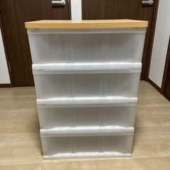 4段透明カラーボックス 木製天板付きの画像