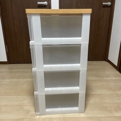 4段透明カラーボックス 木製天板付きの画像