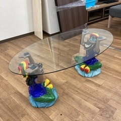 S748 ⭐ ラスタマン ガラスセンターテーブル レゲエ 幅110cm USED レアの画像