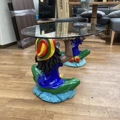 S748 ⭐ ラスタマン ガラスセンターテーブル レゲエ 幅110cm USED レアの画像