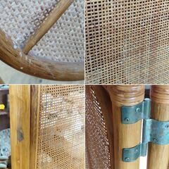 SALE！ ラタン パーテーション 4連 衝立 籐 目隠し 間仕切り レトロ　/TJ-2416 2F南奥の画像