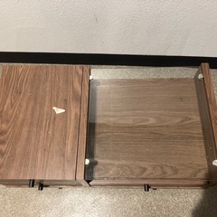 【再募集】木製ガラス天板テーブル　鏡台　引き出し付きの画像
