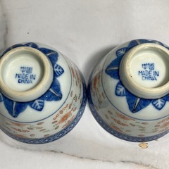 ☆値下げ☆H2505-750 中国茶器 景徳鎮 湯呑み 2客 バラ売り不可 中古の画像