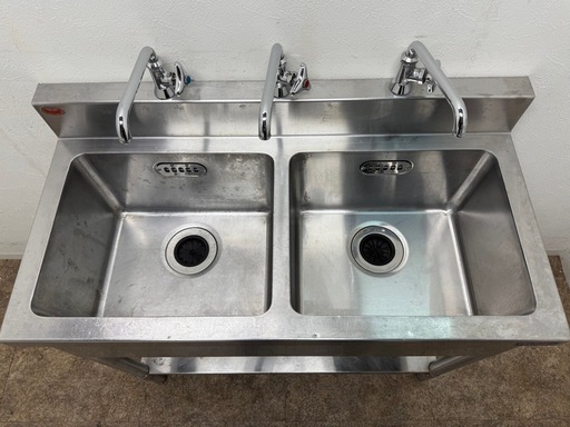 マルゼン　MARUZEN　業務用　2層シンク流し台　蛇口付き　厨房　飲食店　W９００ｘＤ４５０ｘH８００ｍｍ