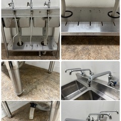 マルゼン　MARUZEN　業務用　2層シンク流し台　蛇口付き　厨房　飲食店　W９００ｘＤ４５０ｘH８００ｍｍの画像