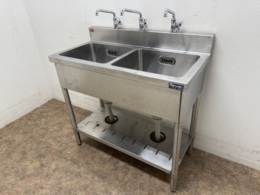 マルゼン　MARUZEN　業務用　2層シンク流し台　蛇口付き　厨房　飲食店　W９００ｘＤ４５０ｘH８００ｍｍ