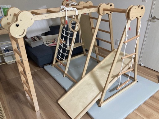 木製うんてい　すべり台　アスレチック