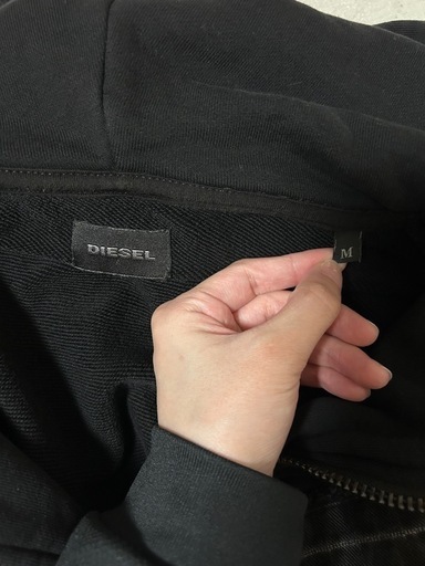 DIESEL ディーゼル ジップアップパーカー ダメージ加工 ブラック