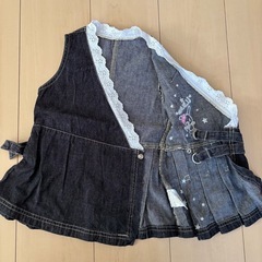 ベビー服90cmウサハナ　デニムジャンパー スカート の画像