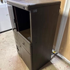 ヨドコウ　米びつ付きレンジ台　570×471×1050　お米容量25kg　1合/2合/3合　ブラウン系　住まい　キッチンの画像