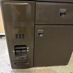 ヨドコウ　米びつ付きレンジ台　570×471×1050　お米容量25kg　1合/2合/3合　ブラウン系　住まい　キッチンの画像