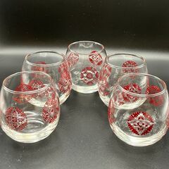 東洋ガラス製 赤絵グラス 5個セット