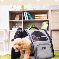 *耐荷重13kg★ ペットリュック 通気性◎ 折畳み ライトグレー 他カラー有の画像
