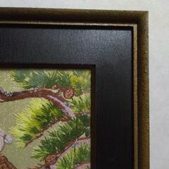 刺繍絵画　額縁　宝船　鶴亀の画像