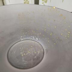 
いけばな用花器（KAMAY）すりガラス×金箔／直径40cm／優しい印象の美品の画像