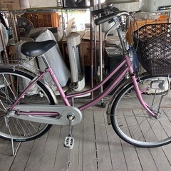 ママチャリ26インチメタリックピンク