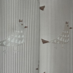 【取引終了】小鳥柄のカーテンセット（ドレープ＆レース）しっかり生地・落ち着いたブラウン系の画像