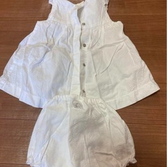 プチバトー　ベビーセットアップ　女の子フリルドレスの画像