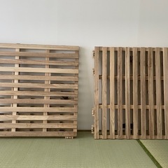 シングル 2つ折りヒノキすのこベッド　２つセット