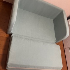 【5月末引取限定】特別価格！美品！ソファーベッド（3WAY／クッション付き）ティールブルーの画像