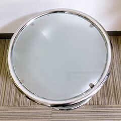 M433 ミッドセンチュリー ガラステーブル４段 丸テーブル  可変式 モダンの画像