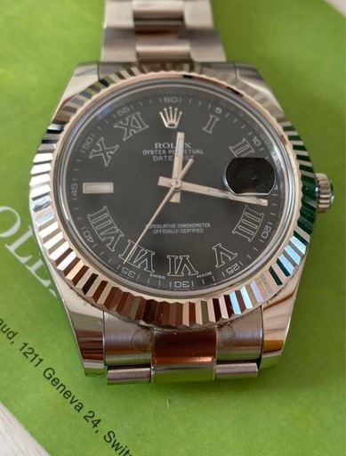 ロレックス デイトジャスト　文字盤廃盤品　生産中止モデル！ブラックローマ