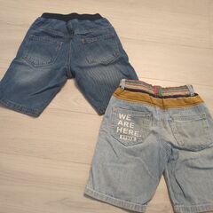 キッズデニムハーフパンツ2枚組　120の画像