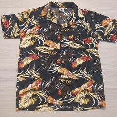アロハシャツ 花柄 半袖 黒　キッズ
